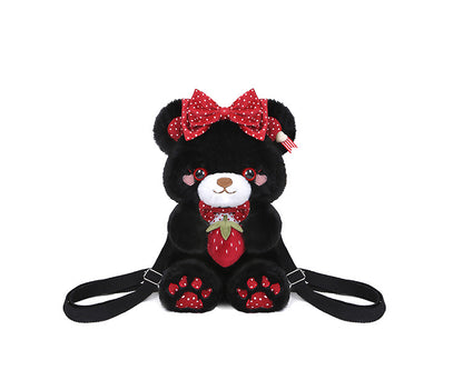 Strawberry Bag Bear White/Black/Coffee/Pink Plush