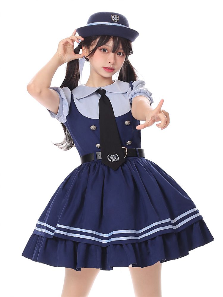 Navy Blue Hat with Bow at Back