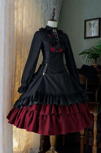 Lolita Collar Gothic with Petite Dress Ruffle