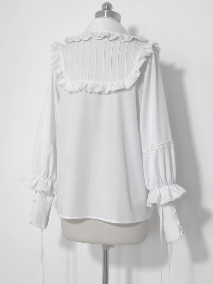 Bunny Theater White Lace-up Cuffs Ouji Shirt