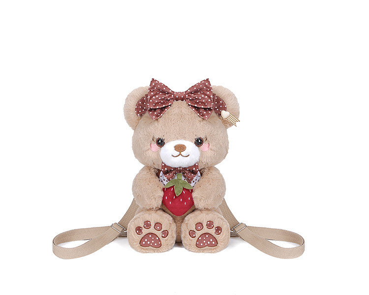 Strawberry Bag Bear White/Black/Coffee/Pink Plush