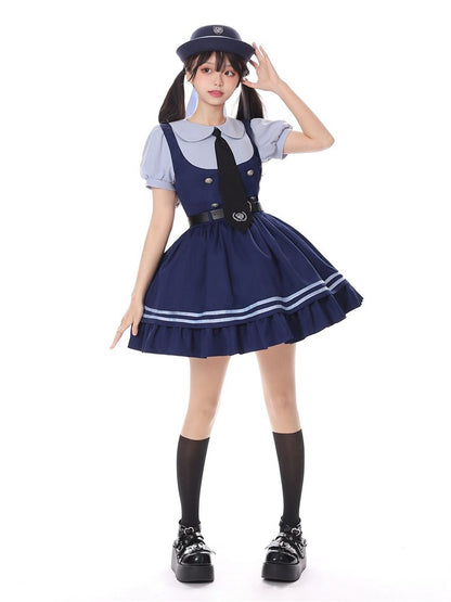 Navy Blue Hat with Bow at Back