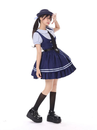 Navy Blue Hat with Bow at Back