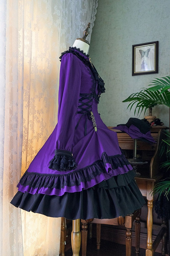 Lolita Collar Gothic with Petite Dress Ruffle