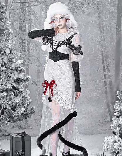 Gothic Christmas Snowflake Mermaid Plush Skirt