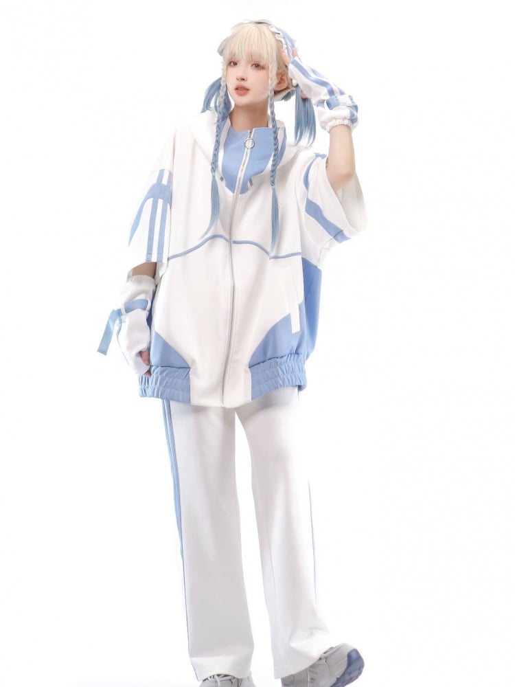 Light Blue and White Tenshi Kaiwai Sweater Pants