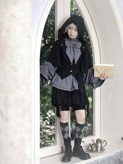 Ears Black Bunny Jacket Ouji Hood Oversized with Fashion