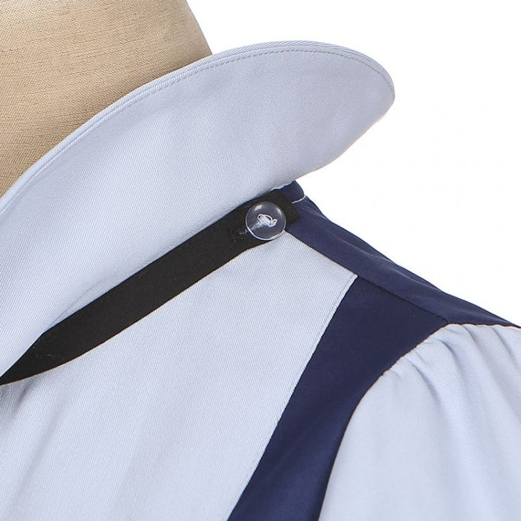 Robe bleu marine à col Claudine et manches courtes, faux deux-pièces
