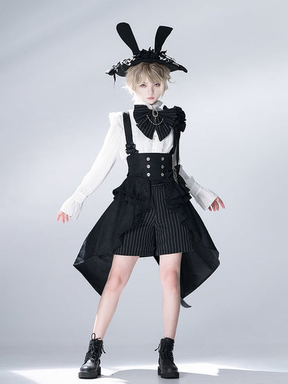 Striped Bunny Shorts Theater Ouji Pattern