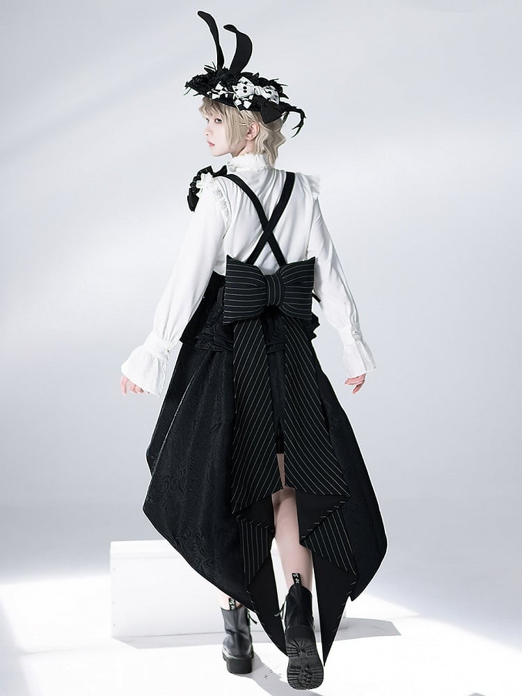 Train Bunny Striped Theater Bowknot Black