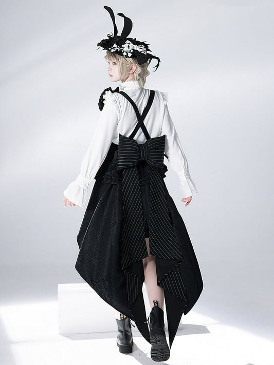 Train Bunny Striped Theater Bowknot Black