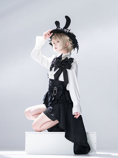 Bunny Theater Black Irregular Hem Girdle