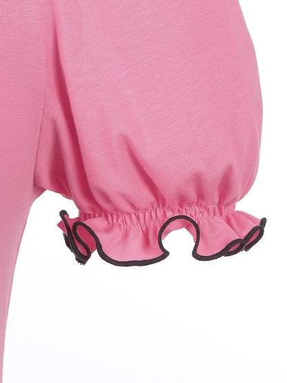 Pink Heart-shaped Cutout Top with Detachable Sleeves
