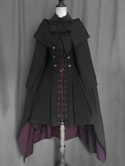 Elegant Gothic Oversized Foldover Collar Cloak