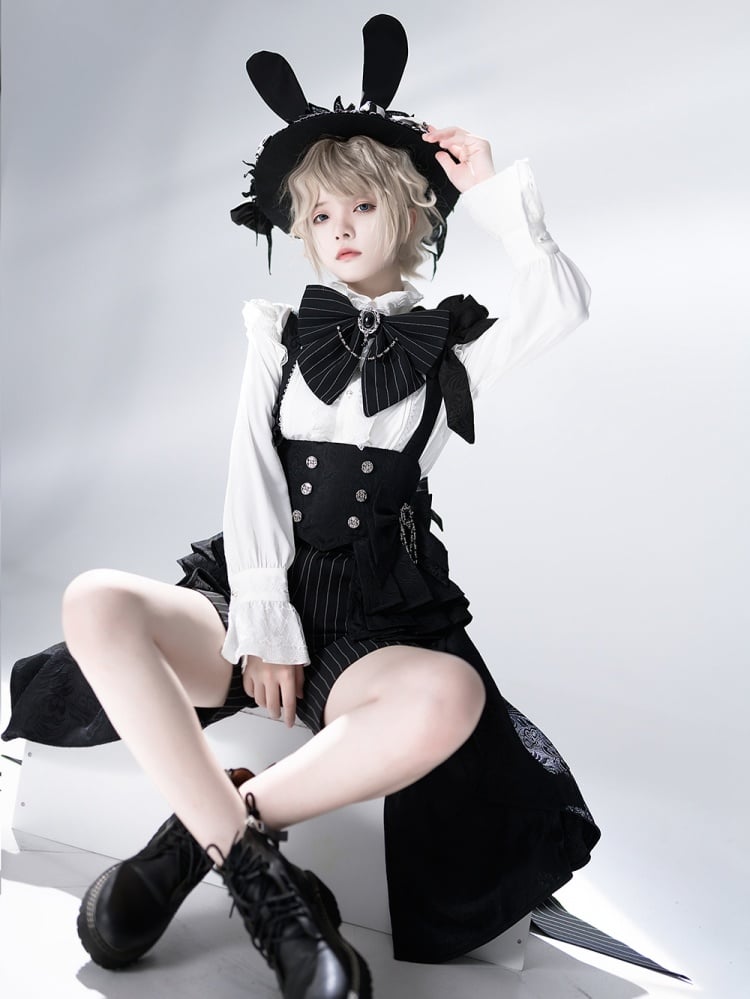 Bunny Theater Black Irregular Hem Girdle