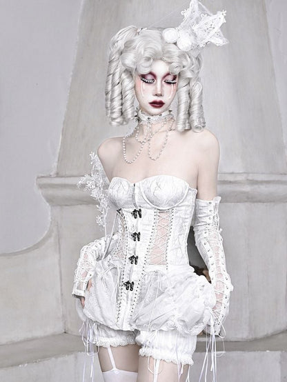 White Goth Bustier Lace-up Back Corset Top