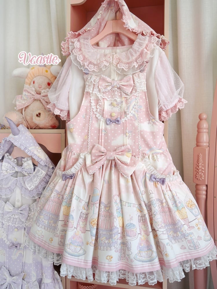 White and Pink Ruffle Trimming Peter Pan Collar Short Sleeves Blouse
