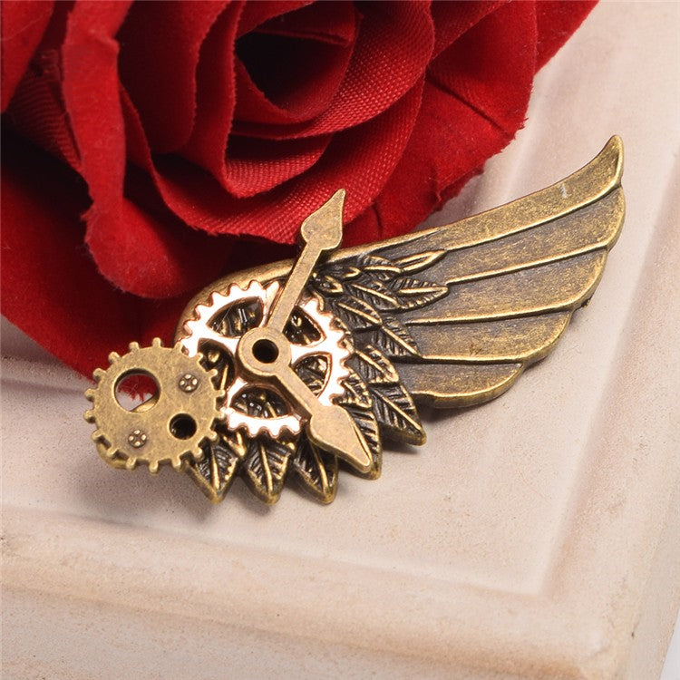 Steampunk Gear Wing Shaped Brooch