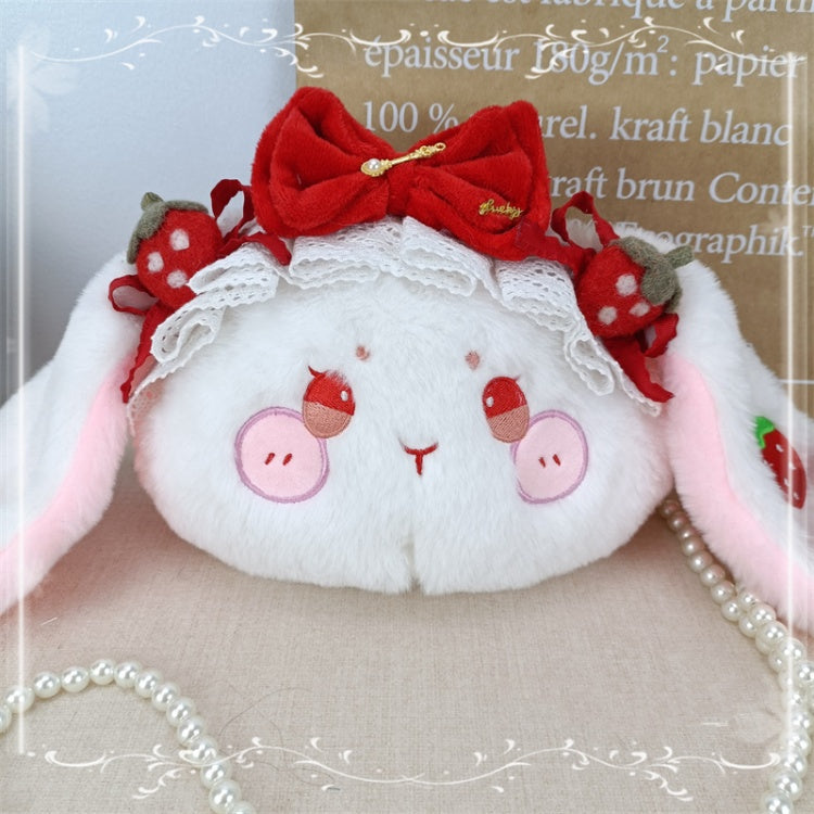 Strawberry Rabbit Sweet Bowknots Plush Crossbody