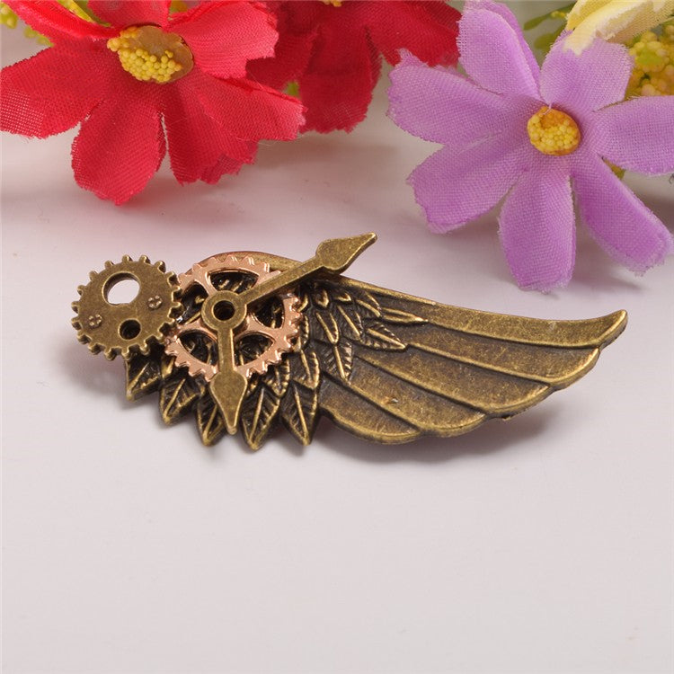 Steampunk Gear Wing Shaped Brooch