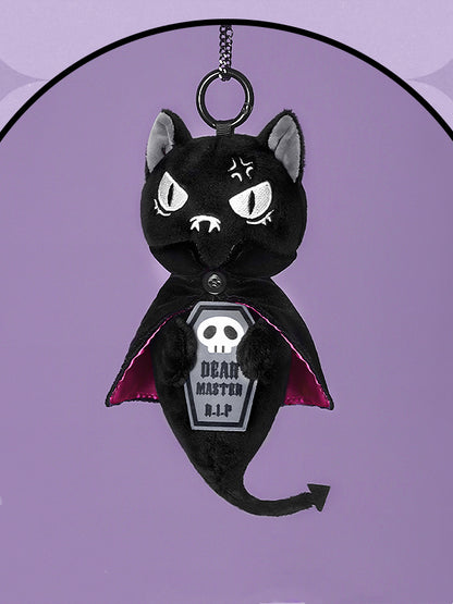 Black and White Ghost Cat Keychain