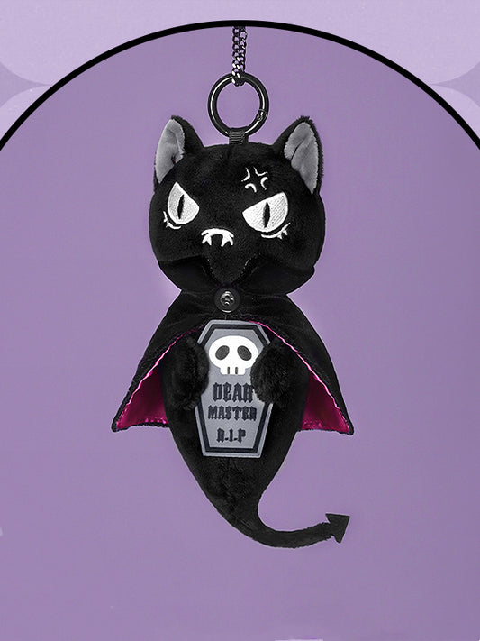 Black and White Ghost Cat Keychain