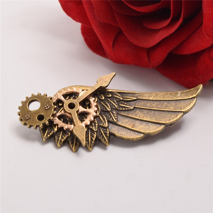 Steampunk Gear Wing Shaped Brooch