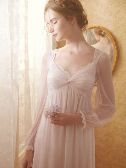 Light Purple Gathering Vintage Tulle Nightgown