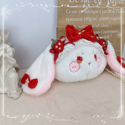 Strawberry Rabbit Sweet Bowknots Plush Crossbody