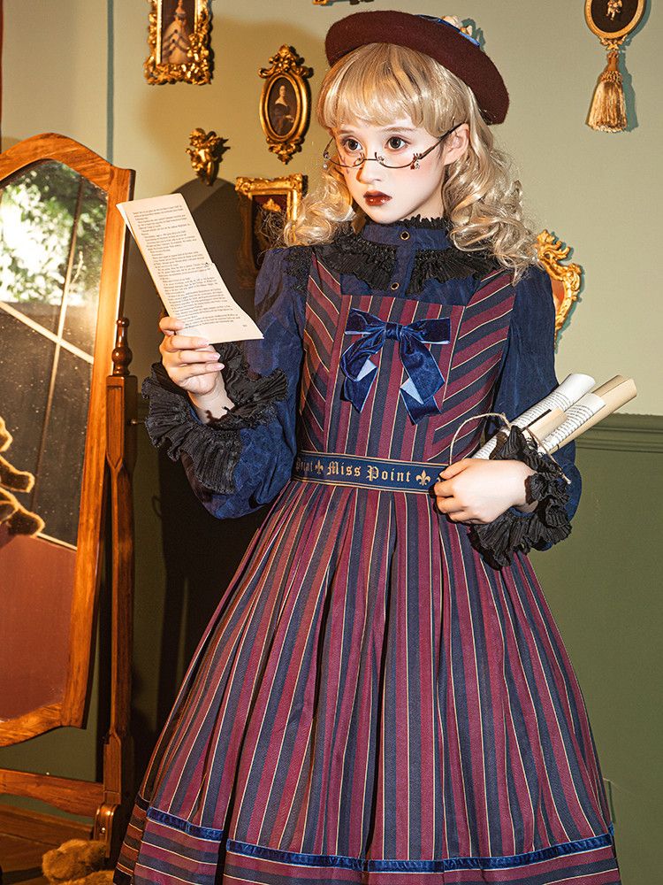Blouse Gothic Collar / White Dark – Blue) Available Red High Colors Lolita Fabric 4 Washed in Suede (Black