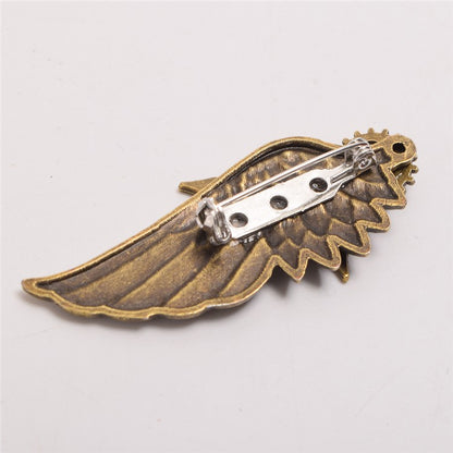 Steampunk Gear Wing Shaped Brooch