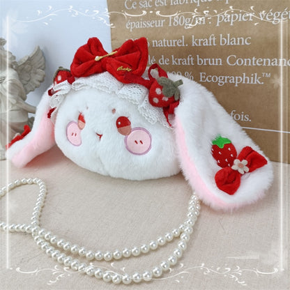 Strawberry Rabbit Sweet Bowknots Plush Crossbody