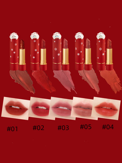 Cute Cat Matte Finish Lipstick Forbidden City Embossed