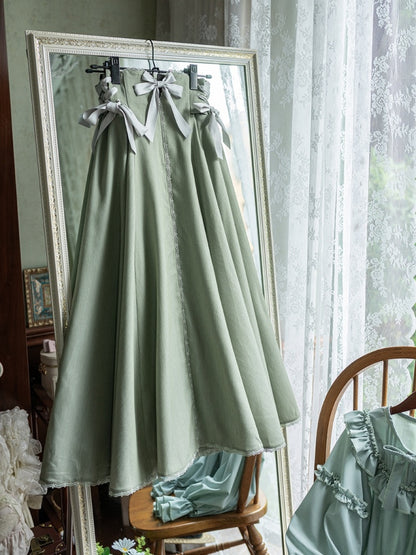 Dusty Green Boned High Waist Long Version Autumn Daily Lolita Skirt