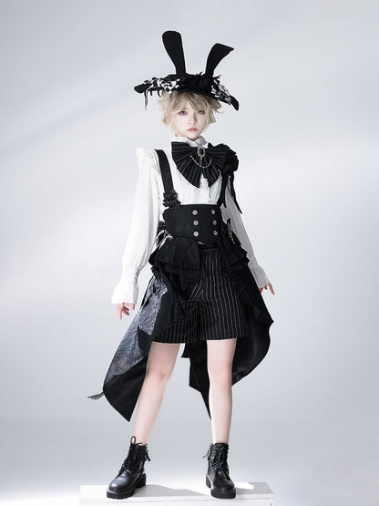 Bunny Theater Striped Bowknot Brooch