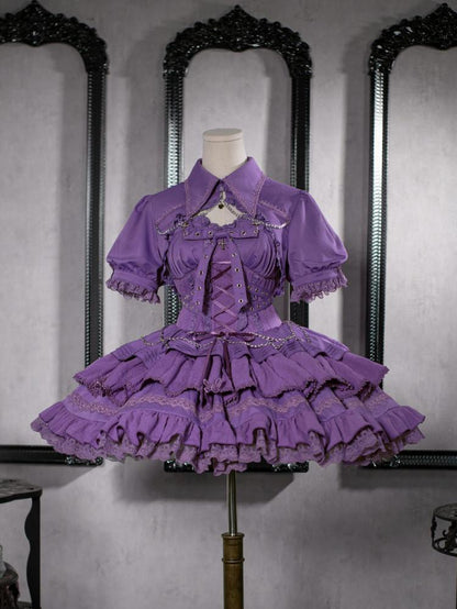 Purple Punk Goth Short Jumper Skirt Adjustable Criss-cross Straps Waist