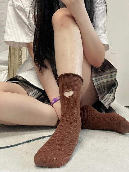Design Trim Socks Ruffle Sweetheart Cut-out