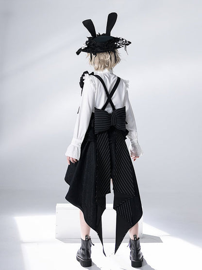 Straps Jacquard Bunny with Corset Black Train Bowknot Theater