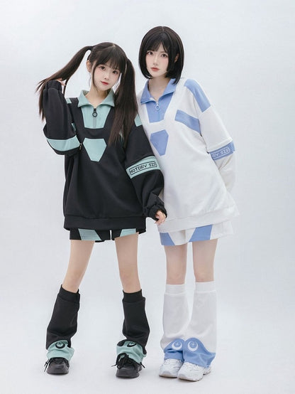 and White Blue Kaiwai Shorts Tenshi Light