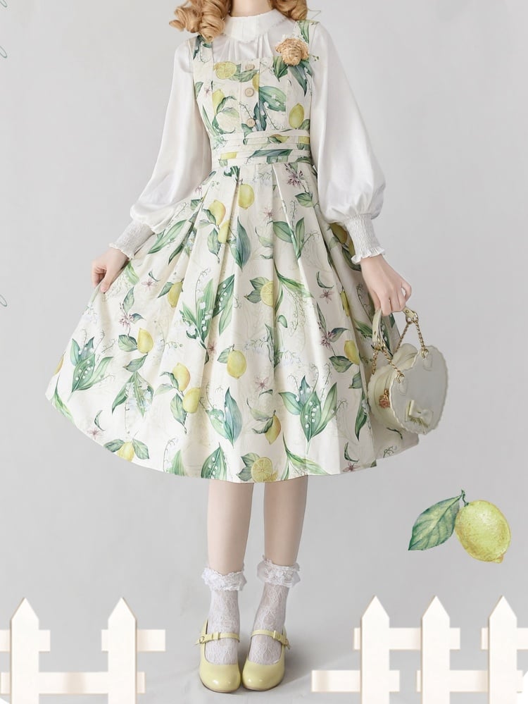 Yellow and Green Lemon Elegant Classic Lolita Dress