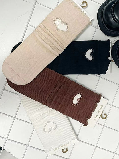 Design Trim Socks Ruffle Sweetheart Cut-out